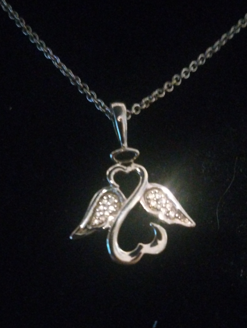 Brilliant Sterling Silver With Diamonds Jane Seymour's Open Heart Angel Necklace